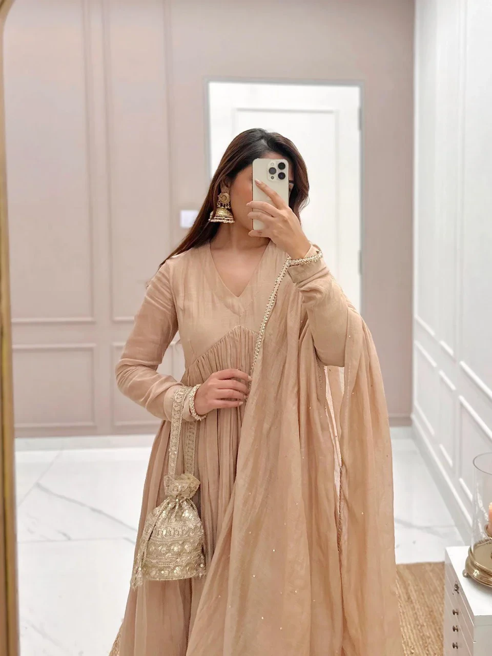 Party Wear Look Beautiful Anarkali Gown-Bottom And Dupatta