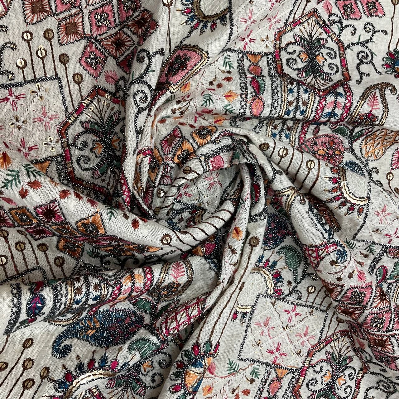 kadi cotton embroidery work with multiples thread work