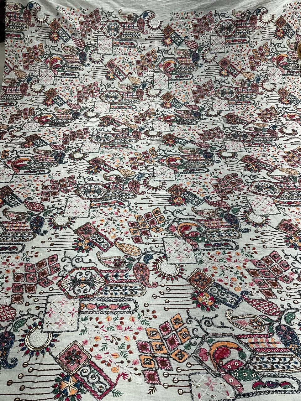 kadi cotton embroidery work with multiples thread work