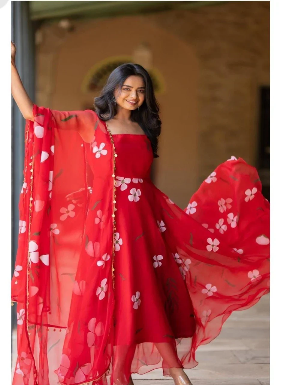 Party Wear Look Beautiful Gown And Dupatta