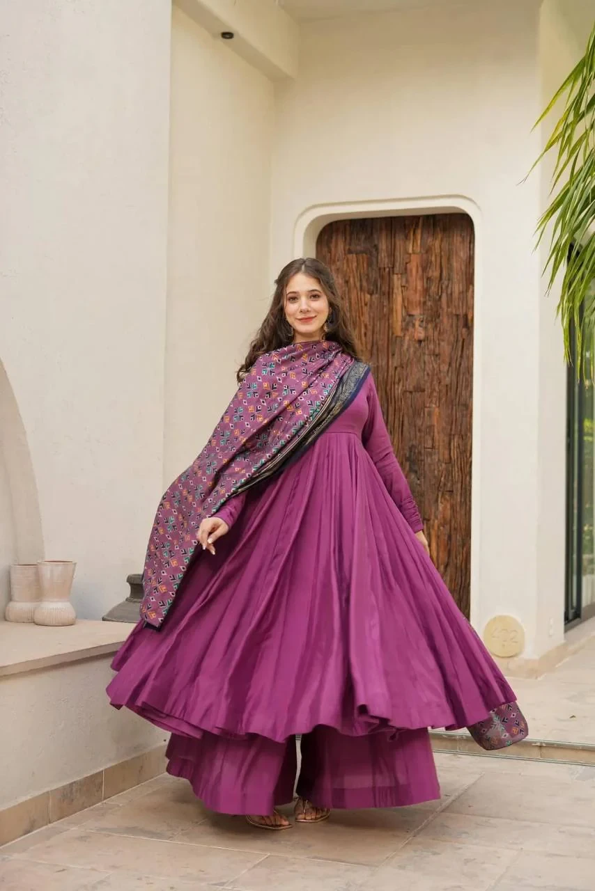 Party Wear Look Designer Gown, Bottom With Dupatta