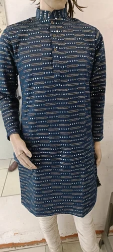 Ready Man's Embroidery Design Georgette Kurta Fabric